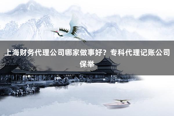上海财务代理公司哪家做事好？专科代理记账公司保举
